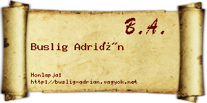 Buslig Adrián névjegykártya